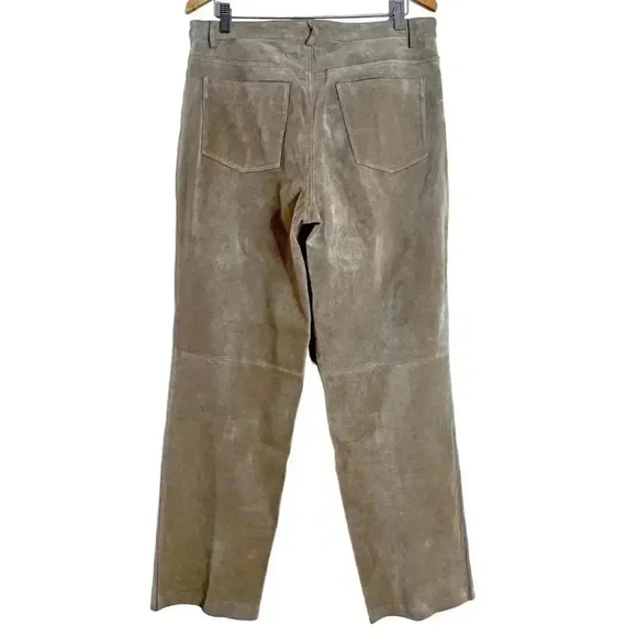 Nordstrom Vintage Tan Suede Leather Straight Leg Pants Women's Size 14 - Picture 4 of 8